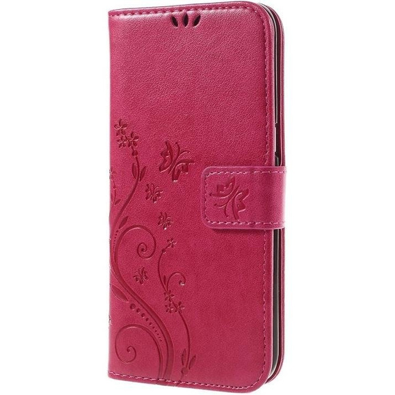 Etui z klapką do Samsung Galaxy S7 Edge, Butterfly, różowe