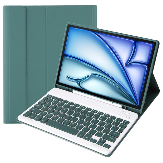 Etui z klawiaturą do iPad Air 11" 2025/2024 (7/6 gen.), Leather Pen Slot, ciemnozielone