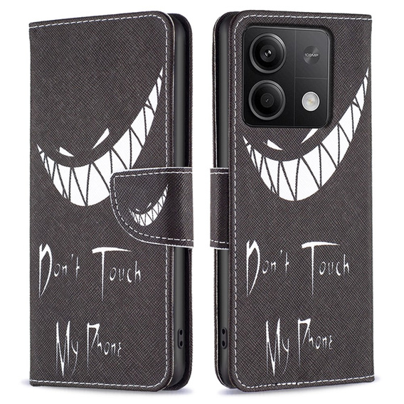 Etui z klapką do Xiaomi Redmi Note 13 5G, Wallet, Don't Touch My Phone czarne