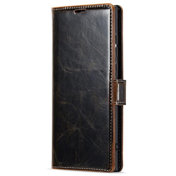 Etui z klapką do Samsung Galaxy S23 Ultra, ERBORD Waxy Wallet, brązowe