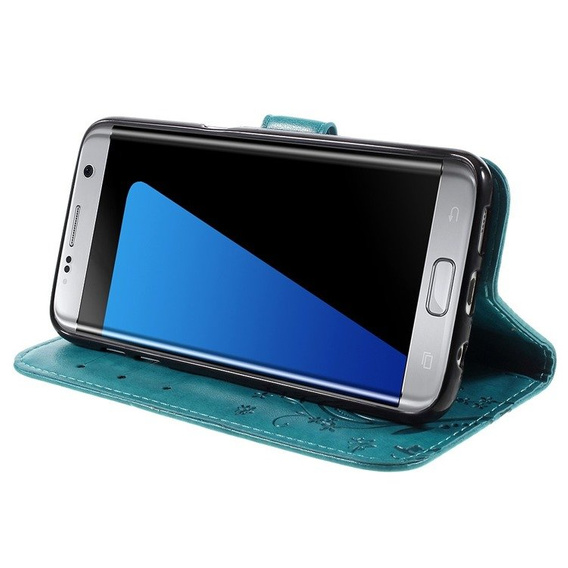 Etui z klapką do Samsung Galaxy S7 Edge, Butterfly, niebieskie