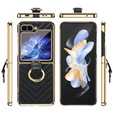 Etui do Samsung Galaxy Z Flip7 FE / Z Flip6, Leather Ring, czarne