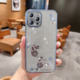 Etui do iPhone 14 Pro, Glitter Flower, niebieskie