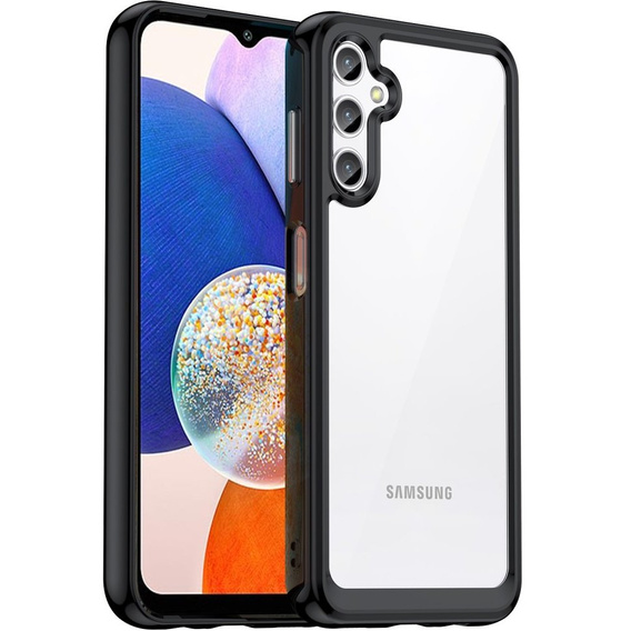 Zestaw Etui do Samsung Galaxy A14 4G/5G, Fusion Hybrid, Przezroczyste / Czarne + Szkło 9H