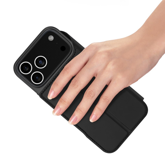 Etui Dux Ducis do iPhone 17 Pro Max, Skin Pro, z klapką, z miejscem na kartę, czarne
