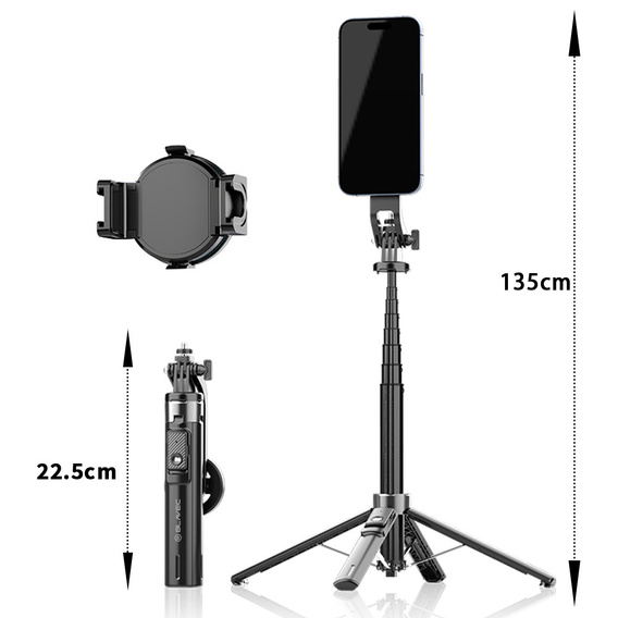 Blavec Fusion P06 – aluminiowy selfie stick z MagSafe, statywem i pilotem