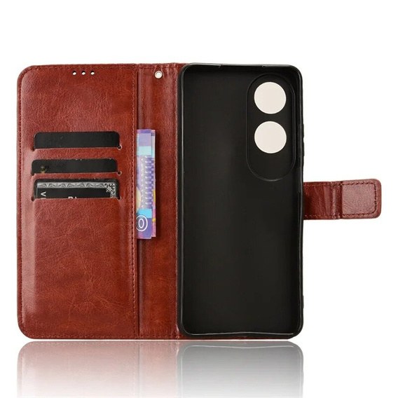 Etui z klapką do Oppo A60, Crazy Horse Wallet, brązowe