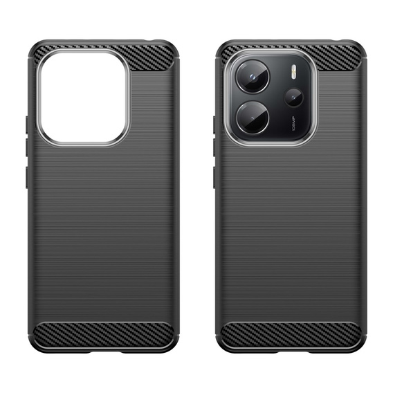 Etui z karbonową fakturą do Xiaomi Redmi Note 14 4G – smukła ochrona w nowoczesnym stylu - czarne