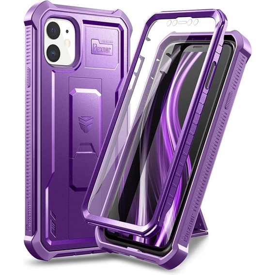 Etui pancerne do iPhone 12/12 Pro, Dexnor Full Body, fioletowe