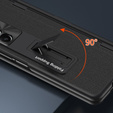 Etui do Samsung Galaxy Z Fold 5 5G, z podstawką, szkłem i rysikiem, skórzane, czarne