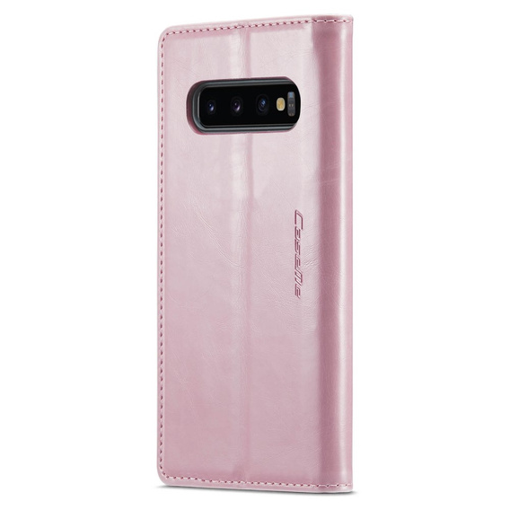Etui z klapką CASEME do Samsung Galaxy S10+ Plus, Waxy Textured, różowe
