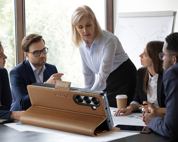 Etui z klapką CASEME Litchi Wallet do Samsung Galaxy Z Fold7 5G