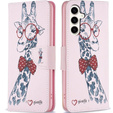 Etui z klapką do Samsung Galaxy S23 FE, Wallet, Giraffe różowe