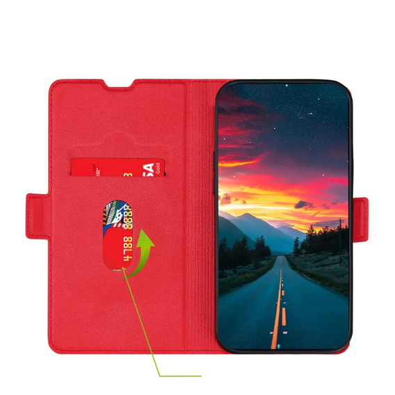 Etui z klapką do Oppo A57s, Wallet Thin Magnet, czerwone