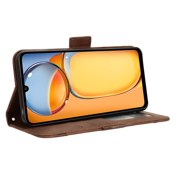 Etui z klapką do Xiaomi Redmi 13C / Poco C65, Card Slot, brązowe