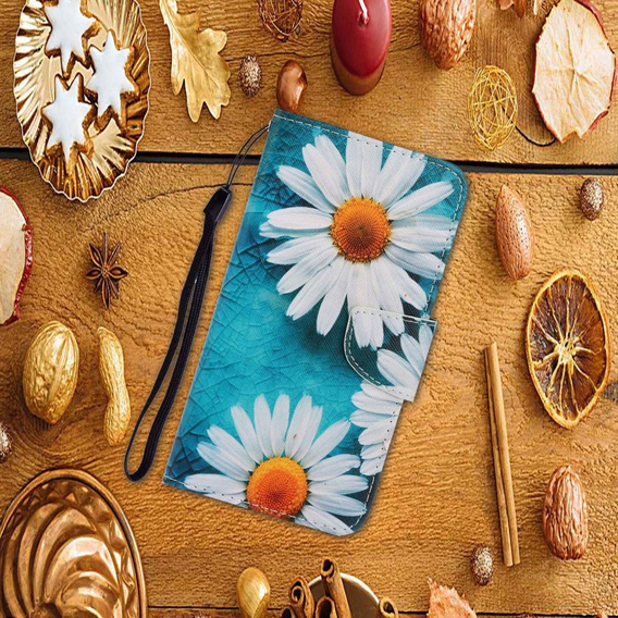 Etui z klapką do Xiaomi Redmi 13C / Poco C65, Wallet, Daisy niebieskie