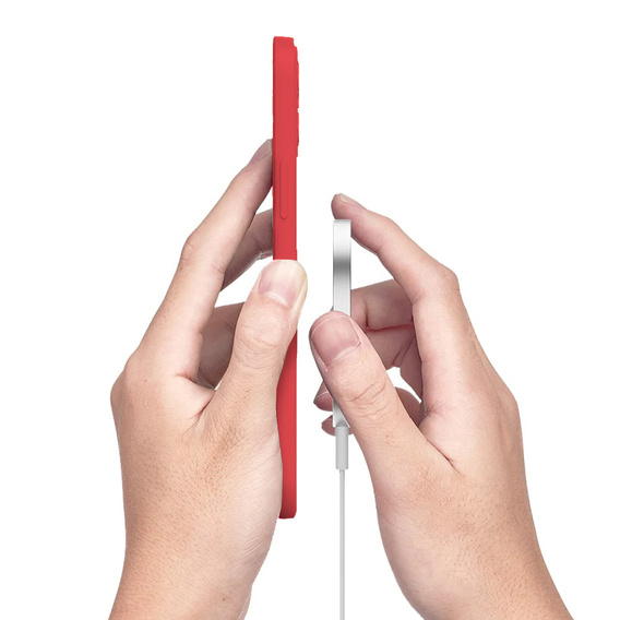 Zestaw Etui Silicone Mag Cover do iPhone 13 Pro, czerwone + Szkło