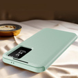 Etui do Samsung Galaxy A56 5G – skórzane z okienkiem Smart View i kieszenią na kartę, zielone