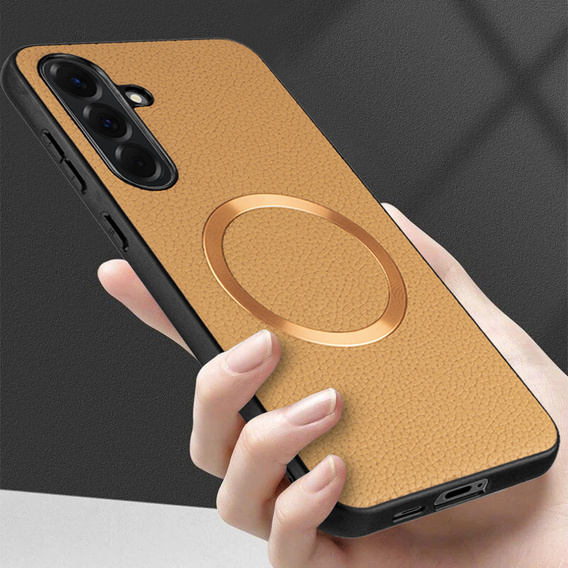 Etui do Samsung Galaxy A56 5G, Leather Hybrid MagSafe, złote