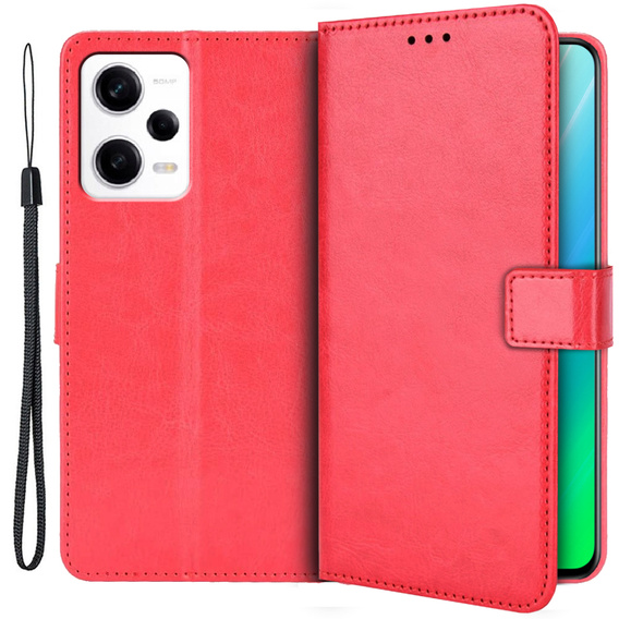 Etui z klapką do Xiaomi Redmi Note 12 5G / POCO X5 5G, Crazy Horse Wallet, czerwone