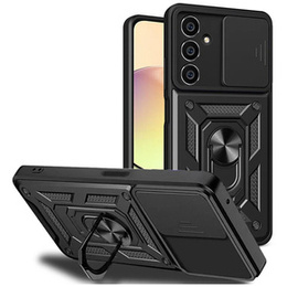 Etui do Samsung Galaxy S23 FE, pancerne Slide Ring, czarne + szkło 9H
