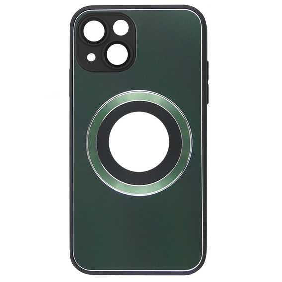 Zestaw Etui do Magsafe do iPhone 14, Hole for Apple Logo, zielone + Szkło