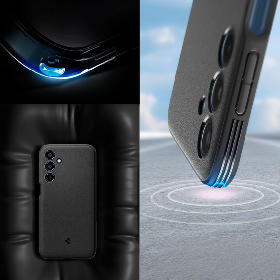 Etui Spigen Case do Samsung Galaxy M35 5G, Essential SandBlast, Matowe, Czarne + Szkło