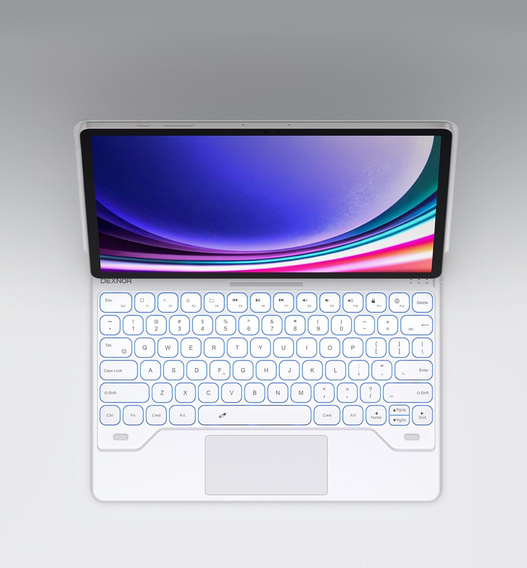 Etui z klawiaturą do Samsung Galaxy Tab S7+ / S7 FE / S9+ / S8+ / S9 FE+ / S10+, Dexnor Magnetic Keyboard Touchpad, białe