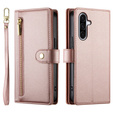 Etui z klapką do Samsung Galaxy A17 5G, Wallet Zipper Pocket, portfelowe, różowe