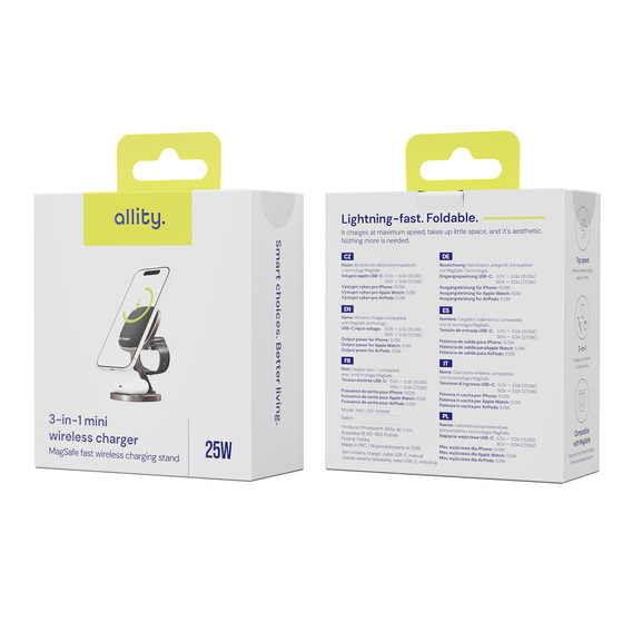 Allity AWC-220 – Bezprzewodowa Ładowarka 3w1 z MagSafe - czarna
