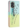 Etui z klapką do Oppo A38 4G / Oppo A18 4G, Wallet, Feather niebieskie / żółte