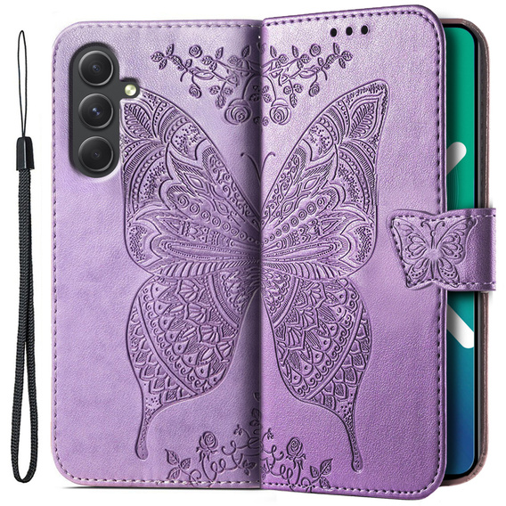 Etui z klapką do Samsung Galaxy A54 5G, Butterfly, fioletowe