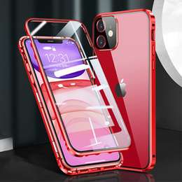 Etui do iPhone 12 Mini, Magnetic Dual Glass, czerwone