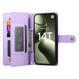 Etui z klapką do Xiaomi 14T, Wallet Zipper Pocket, fioletowe