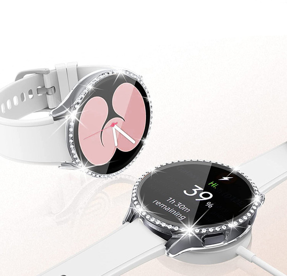 2w1 Etui + Szkło Hartowane do Samsung Galaxy Watch 6 40mm, Przezroczyste, Bezbarwne