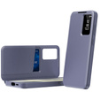 Etui do Samsung Galaxy A56 5G – skórzane z okienkiem Smart View i kieszenią na kartę, fioletowe