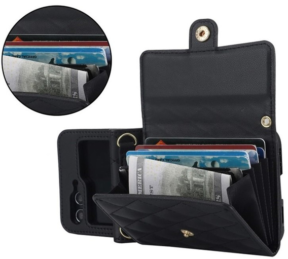 Etui skórzane Card Slots do Samsung Galaxy Z Flip5 5G, czarne