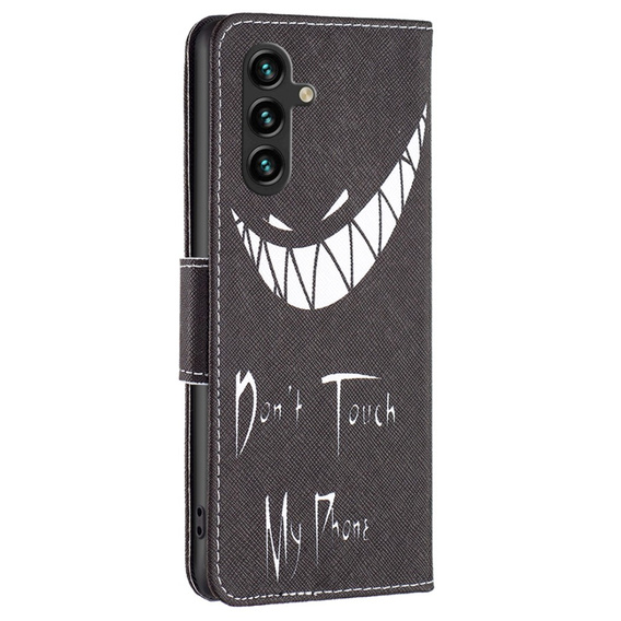 Etui z klapką do Samsung Galaxy A05s, Wallet, Don't Touch My Phone czarne