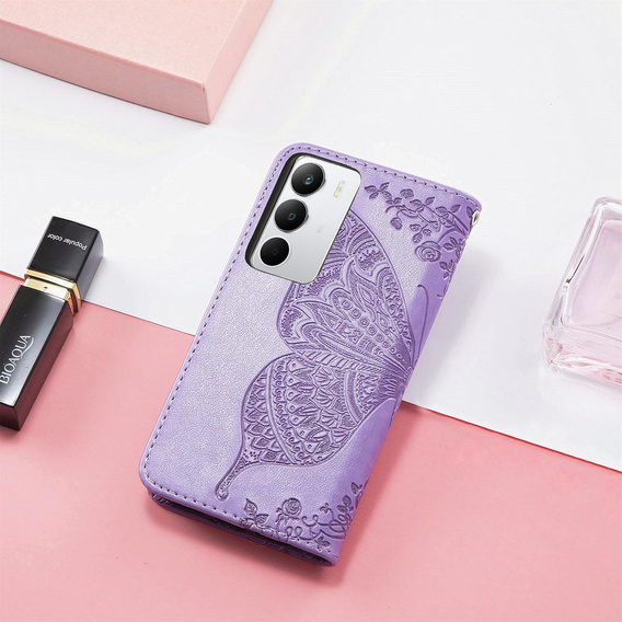Etui z klapką Butterfly do Realme C71 – eleganckie i funkcjonalne, fioletowe