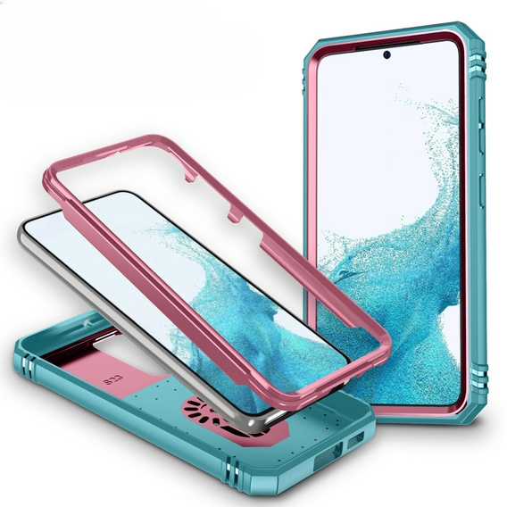 Etui pancerne do Samsung Galaxy S23, CamShield Slide, różowe / zielone