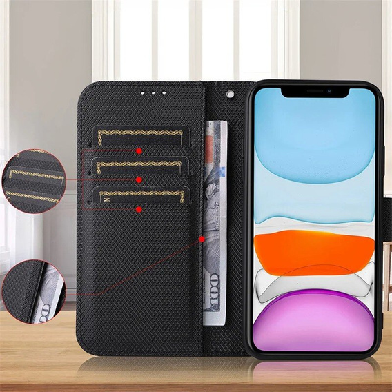 Etui z klapką do Samsung Galaxy M55 5G, Wallet Smart Magnet, czarne
