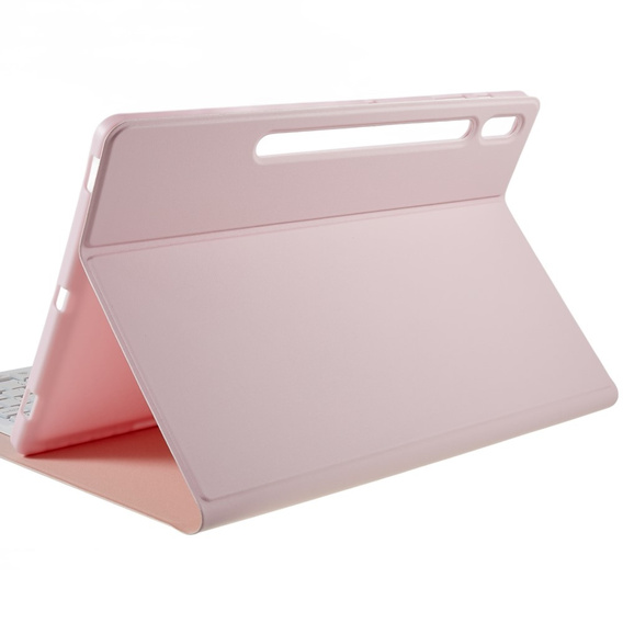 Etui z klawiaturą do Galaxy Tab S7+ Plus / S8+ Plus /S7 FE T730 T733, Pen Slot, różowe rose gold