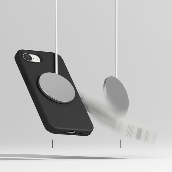 Etui Ringke do iPhone 16E, Silicone MagSafe, Czarne + Szkło Hartowane 9H