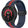 Pasek Silikonowy do Samsung Galaxy Watch 4/5/6 40/42/43/44/45/46/47mm, Granatowy / Czerwony