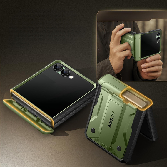 Etui Tongate MECH z MagSafe do Samsung Galaxy Z Flip7 FE / Z Flip6, zielone