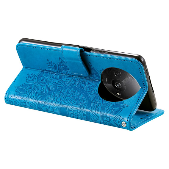 Etui z klapką do Xiaomi Redmi A3, Mandala, niebieskie