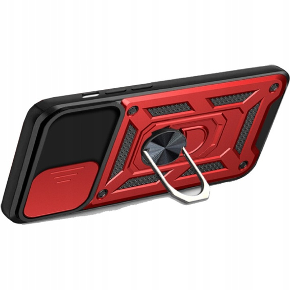 Etui pancerne do iPhone 16E, CamShield Slide, czerwone + Szkło Hartowane 9H