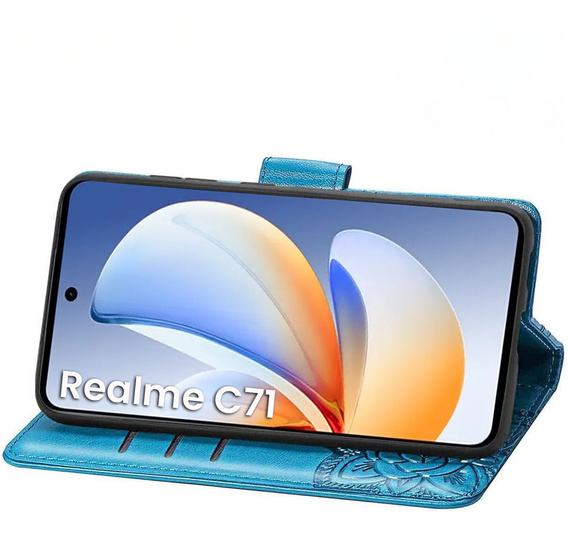 Etui z klapką Butterfly do Realme C71 – eleganckie i funkcjonalne, niebieskie