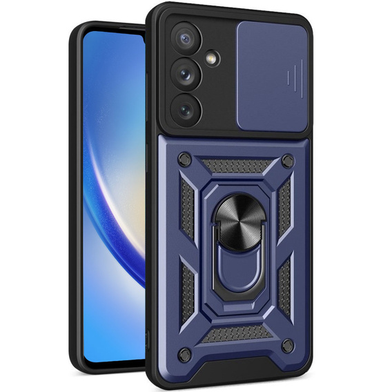 Zestaw Etui pancerne do Samsung Galaxy A34 5G, Nox Camera Slide, Niebieskie + szkło