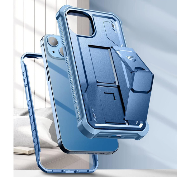 Etui pancerne do iPhone 13 / 14, Dexnor Full Body, niebieskie